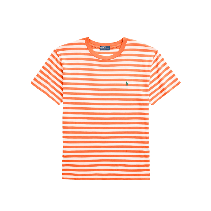 t-shirt streep oranje/wit